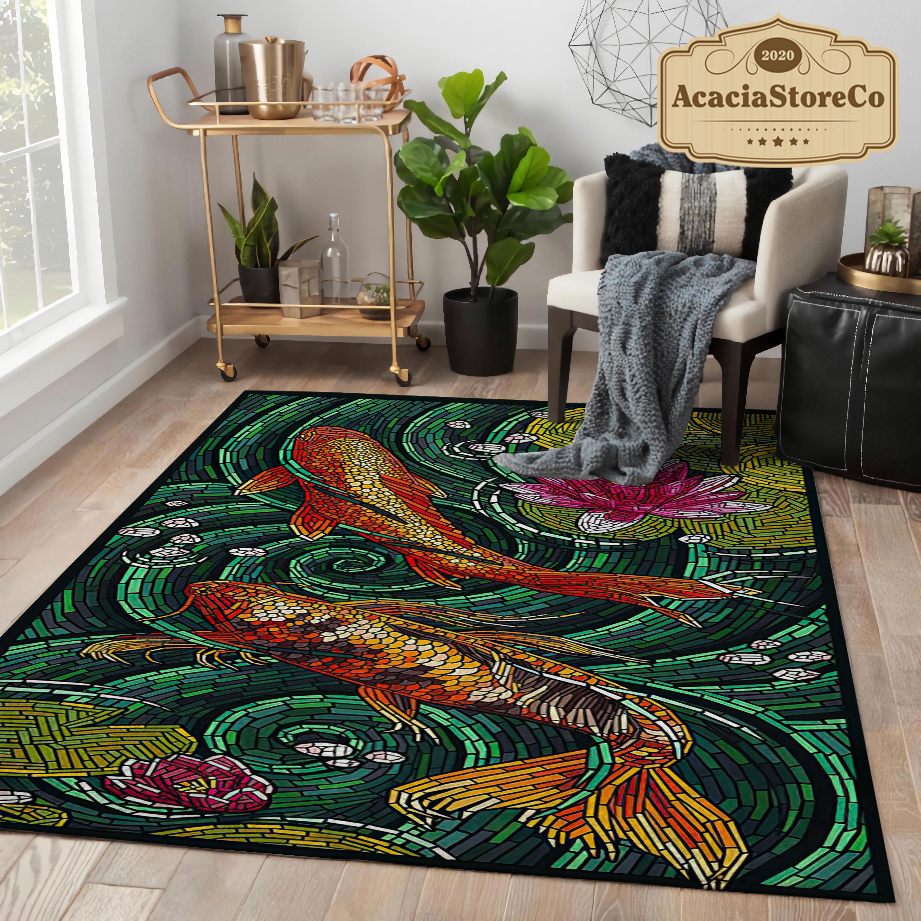 Koi Fish Rug Koi Fish Area Rug Asian Koi Fish Rug Large Etsy