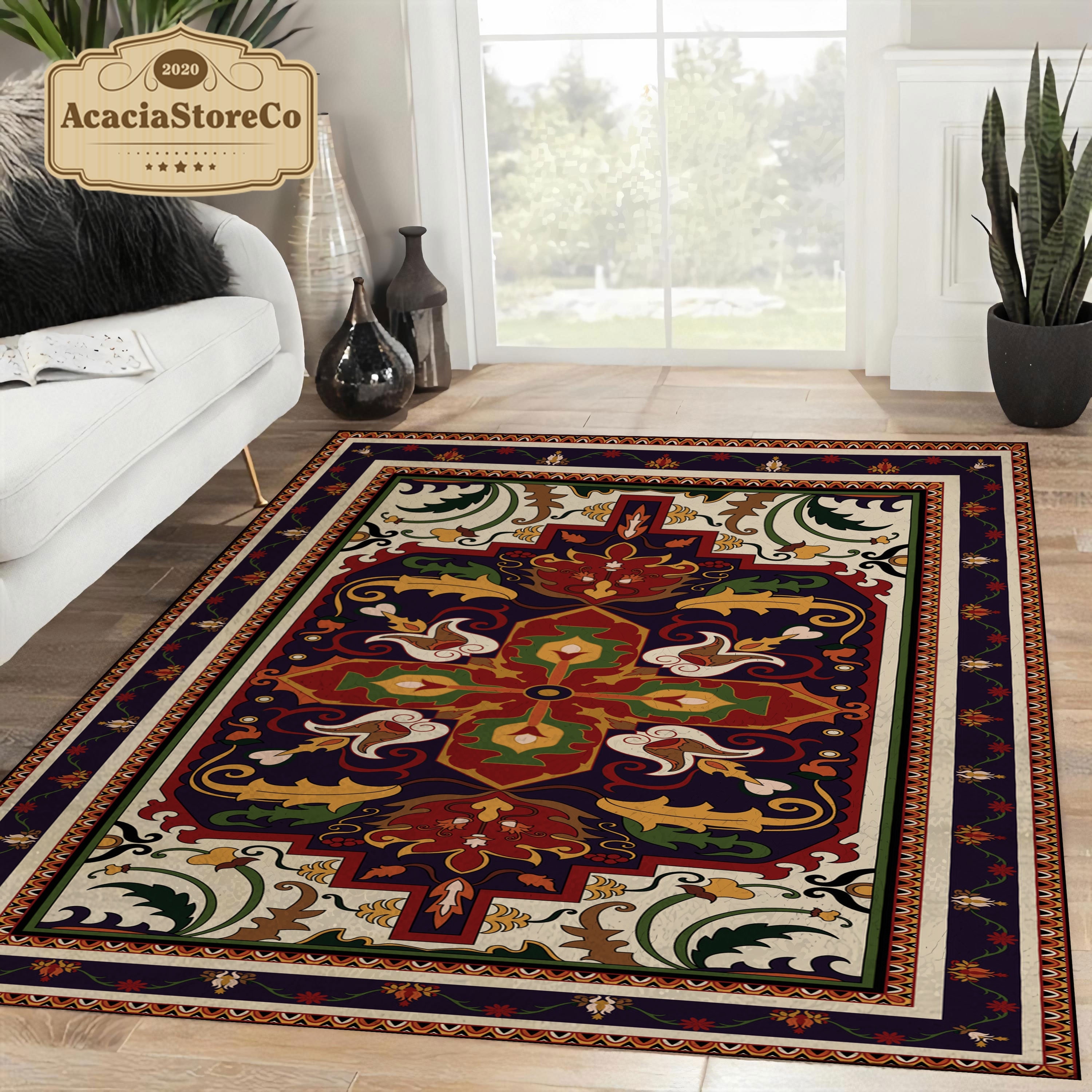 Rectangle Rug With Pattern Oriental Seamless Pattern Area Rectangle Rug, Large Vintage Rug, Rugs ...