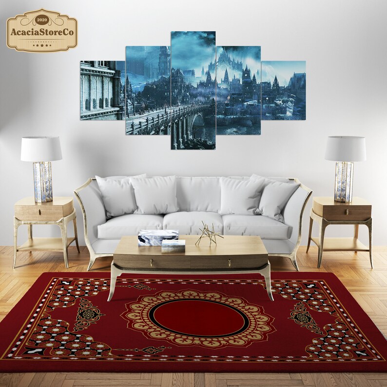 Uae Rugs Retro Luxury Arabic Rug, Retro Red Luxury Arabic Rectangle Rug, Large Vintage ...