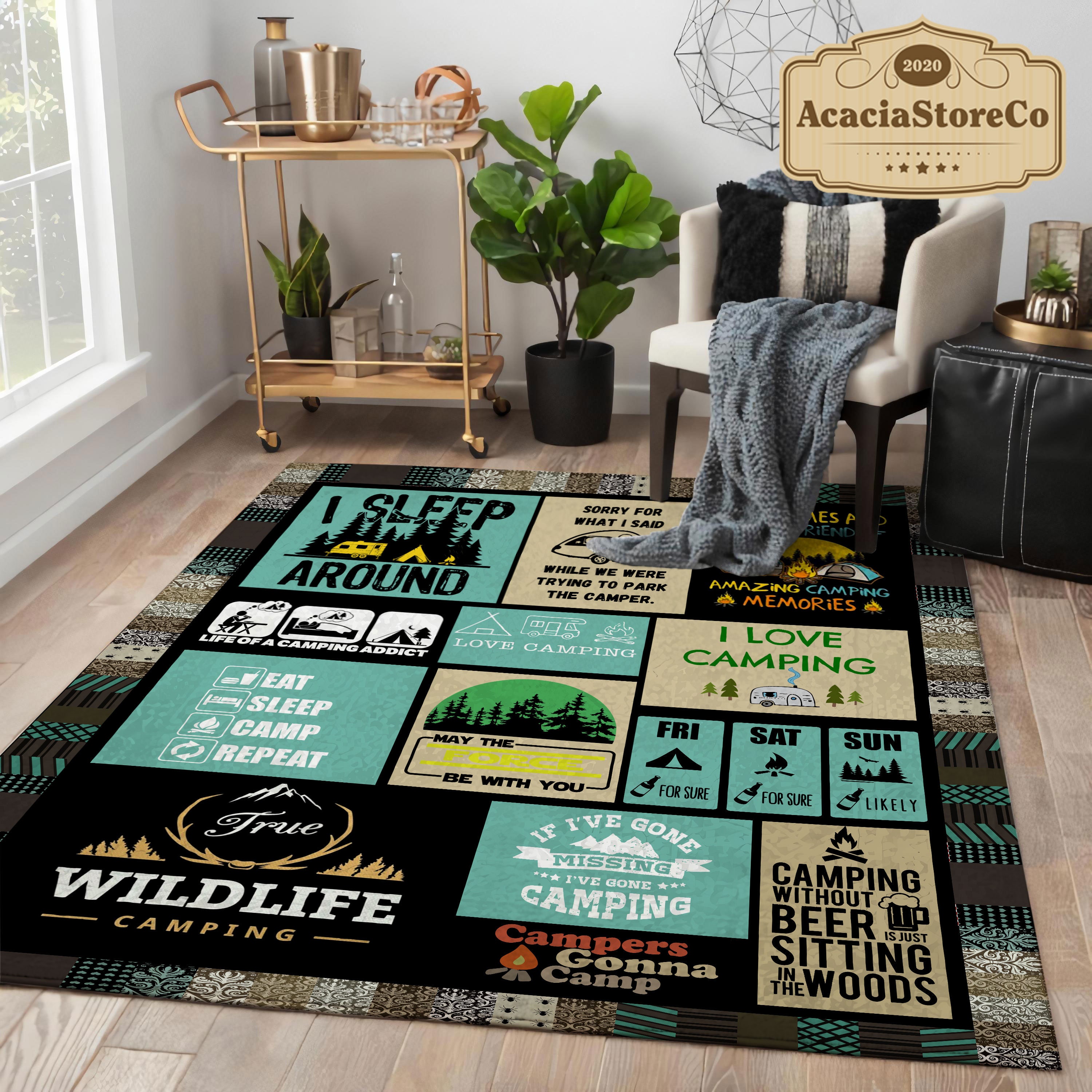 Camping Area Rug Camping Rug Camping Carpet Large Vintage Etsy