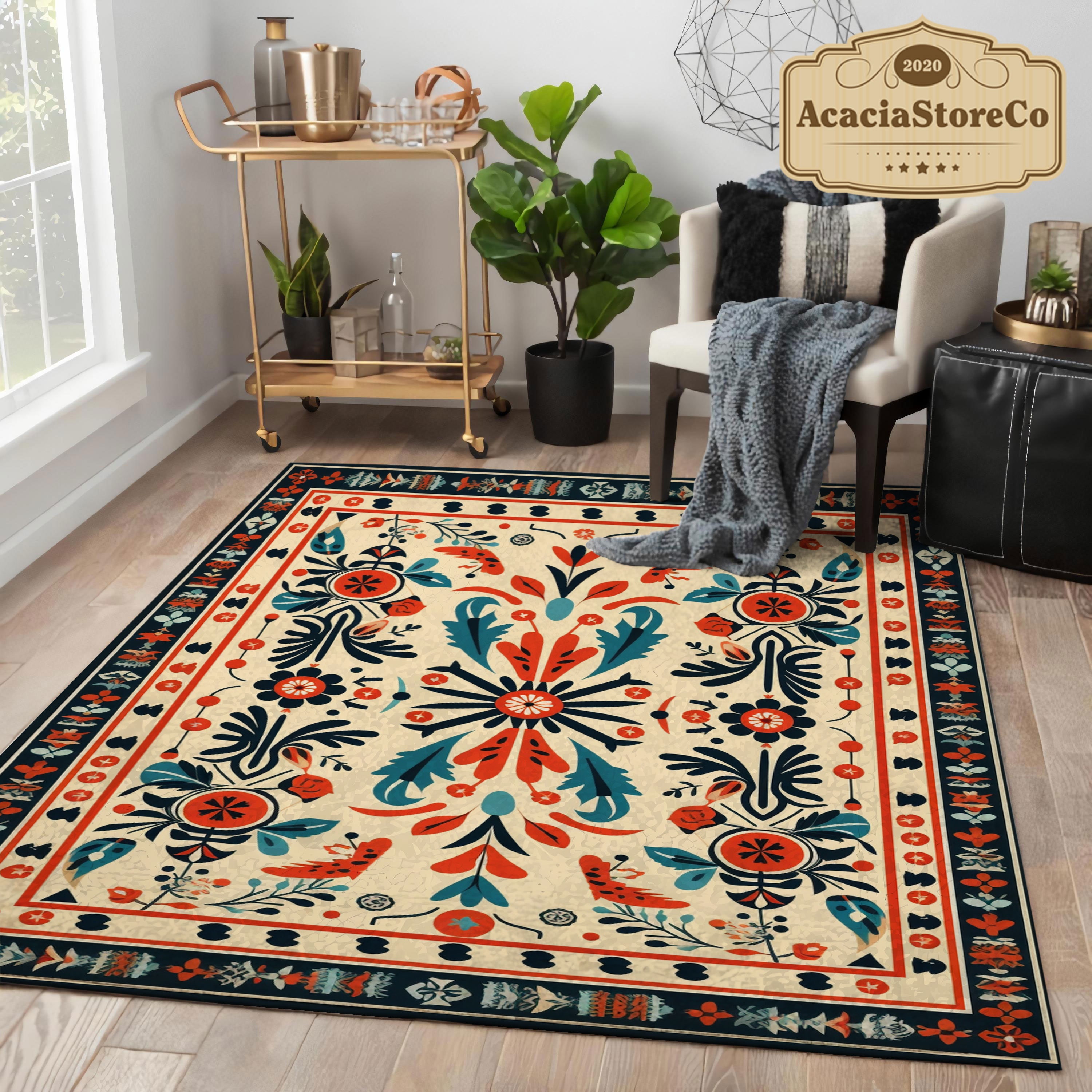 Floral Design Generative Area Rectangle Rug, Floral Pattern Carpet ...