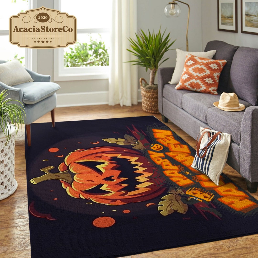 Halloween Pumpkin Area Rug, Halloween Pumpkin Rectangle Rug, Halloween ...
