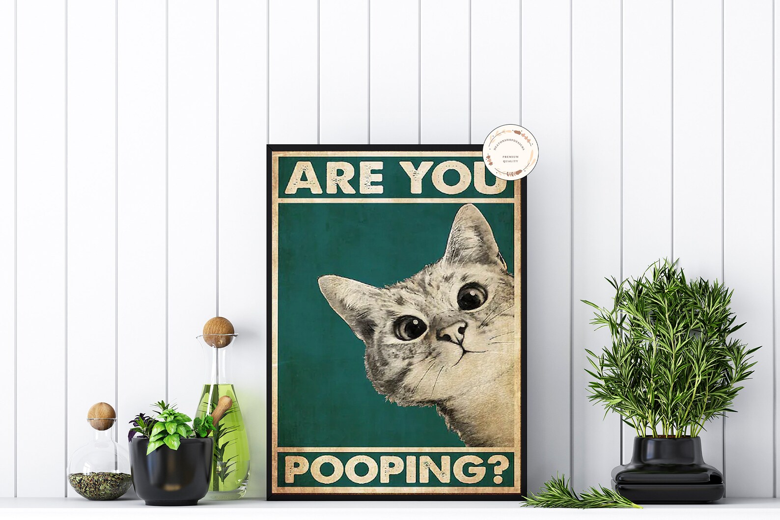 Cat Poster Are You Pooping Poster Cat Wall Art Bathroom Etsy