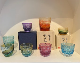 Premium Japanese Cold Sake Glass｜Exclusive Handcrafted｜Kiriko Glass | Gift Box Included