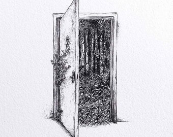 Door Drawing Art Etsy Uk