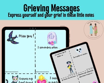 Grief Notes, Grief Message, Death, Dia de los Muertos, Grief therapy, Therapeutic Activity, Mental Health Worksheet