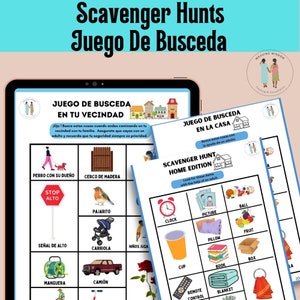 Family Scavenger Hunts -Bilingual Set of 6, Family Time, Family Games, Digital Print, Bilingual, Spanish, Family Time, Child Game,