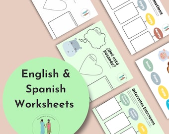 Feeling Identification  Bilingual Worksheets (Bundle of 14 worksheets)