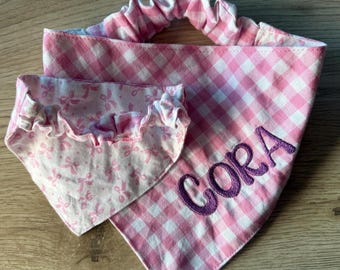 Personalized Reversible Dog Bandana, Scrunchie Pet Scarf
