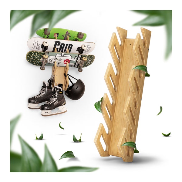 Skateboard, Longboard, Snowboard, Wakeboard Wandhalterung aus Bambus, Stilvolle Aufbewahrung, Nachhaltiges Material Deutsche Marke CRID