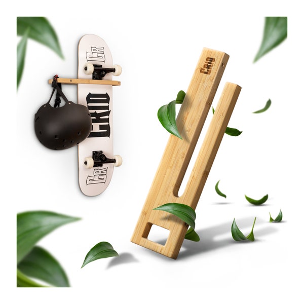 Monopatín, longboard, snowboard, cruiserboard, soporte de pared fabricado en bambú, almacenamiento elegante, material sostenible marca alemana CRID