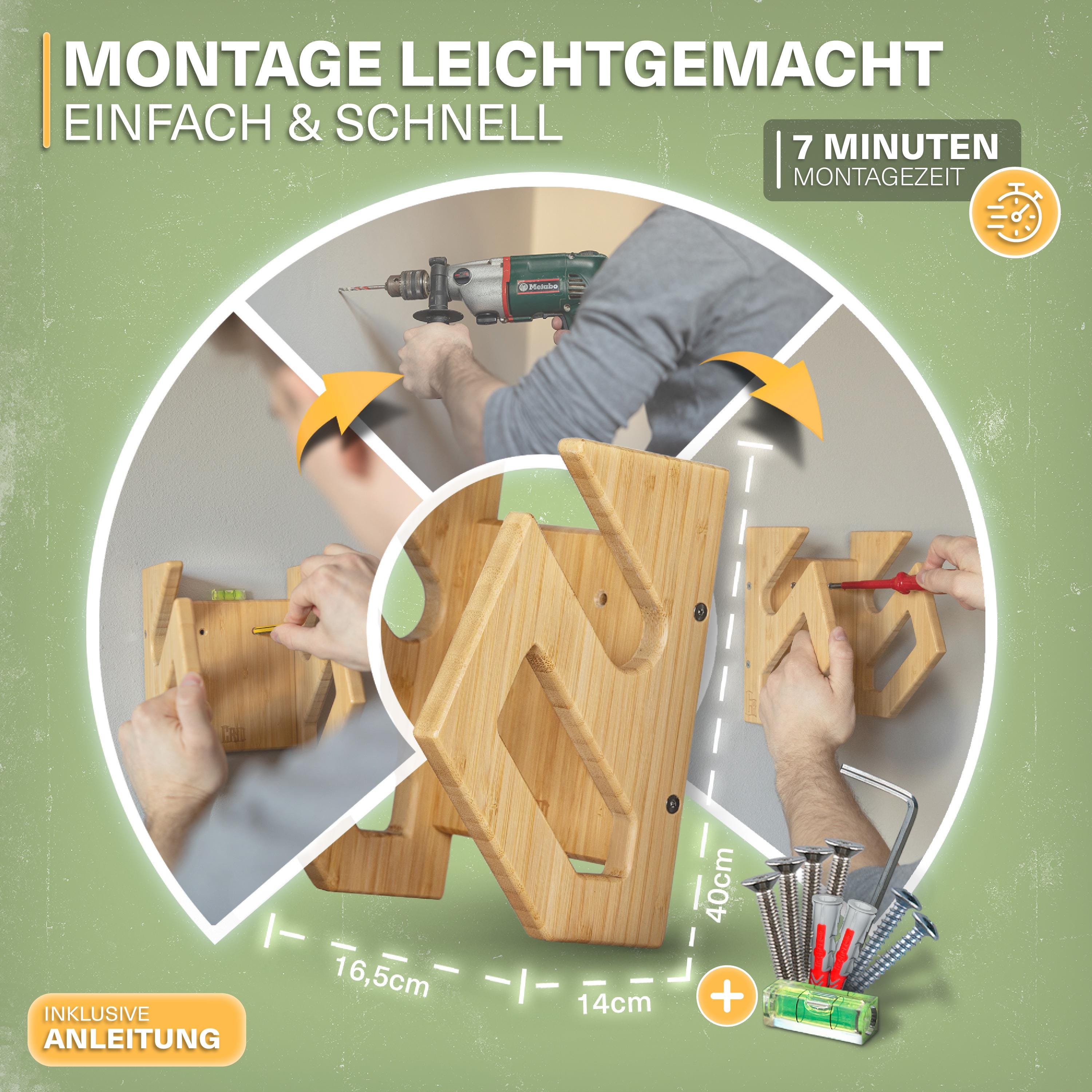 Supporto Parete Per Skateboard In Bambù CRID - Universale Per Longboard E Snowboard - Foto 2