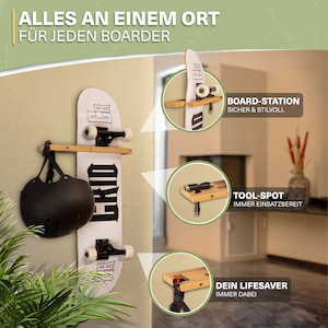 Bambus Skateboard Wandhalter – nachhaltige und robuste Aufbewahrung für Boards mit stilvollem Design.