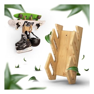Support mural pour skateboard, longboard, snowboard, wakeboard en bambou, rangement élégant, matériau durable Marque allemande CRID
