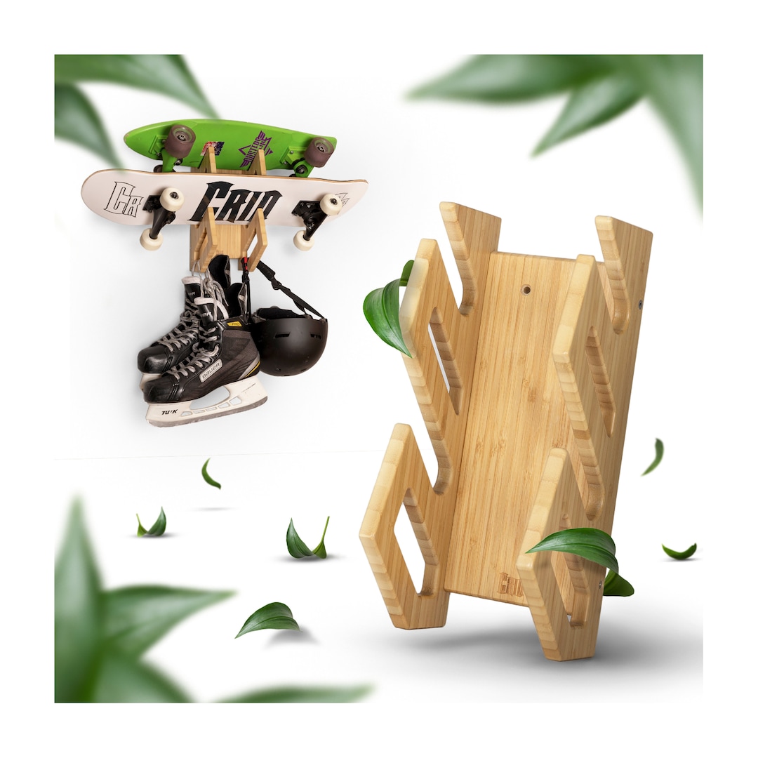 Supporto Parete Per Skateboard In Bambù CRID - Universale Per Longboard E Snowboard - Foto 14
