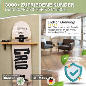 Snowboard und Skateboard Halter aus Bambus – platzsparend, modern und inklusive Montagezubehör.