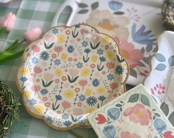 Flower Paper Plates, Easter Paper Plate, Mother's Day Plates, Spring Party Paper Plates, Easter Plates, Floral Paper Plate