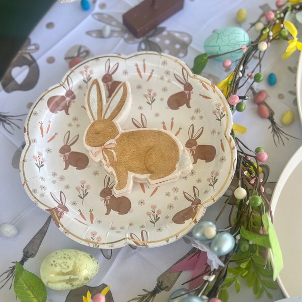 Easter Bunny Paper Plates | Easter Plates (Set of 8) - Scalloped Paper Plates - First Birthday Plates - Easter Brunch Plates - Easter Table