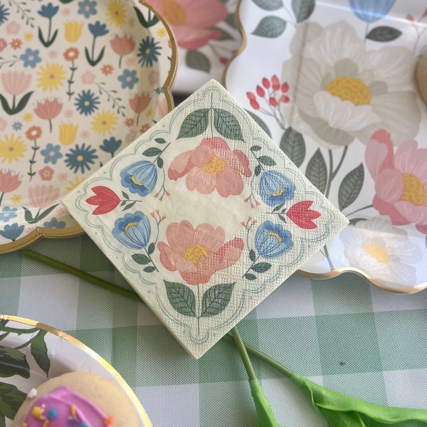 Floral Paper Napkins Etsy