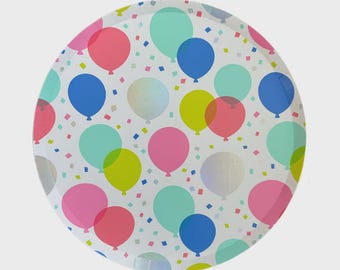 Balloon Birthday Party Plates: Iridescent Confetti Print, 10 inch, 8ct