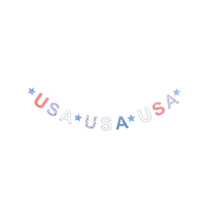 Floral USA Banner: 4th of July Patriotic Party Garland