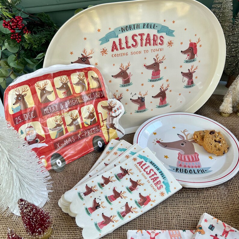 Reindeer Plates, Disposable Christmas Plates, Christmas Paper Plates