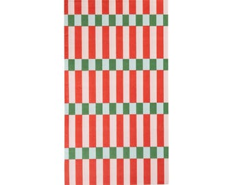 Red Pink and Green Striped Christmas Paper Dinner Napkins Set of 24 Holiday