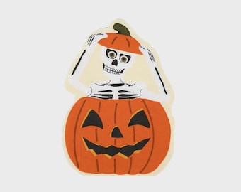 Skeleton in Pumpkin Napkins (Set of 16): Die Cut Halloween Party Decor