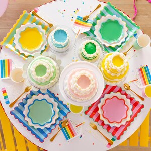 Large Striped Rainbow Paper Plates