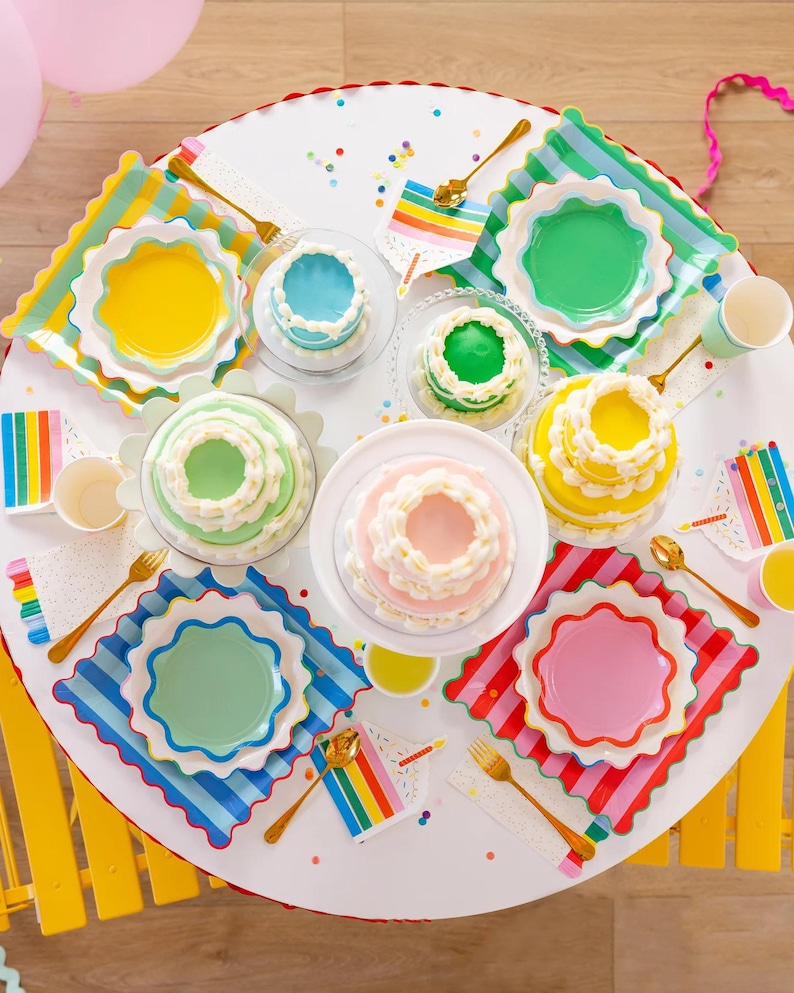 Large Striped Rainbow Paper Plates