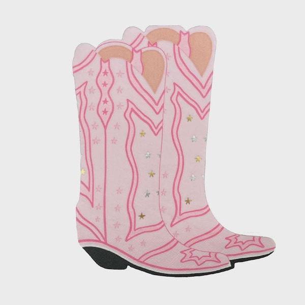 Servilletas con diseño de botas de vaquera rosa: decoración para fiesta del oeste con lámina dorada, 16 unidades