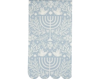 Hanukkah Paper Napkins, Set of 24 | Paper Dinner Napkins, Menorah Napkins, Blue and White Paper Napkins, Celebration of Light Napkins