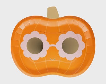 Groovy Pumpkin Halloween Paper Plates: Retro Party Decor, 8ct