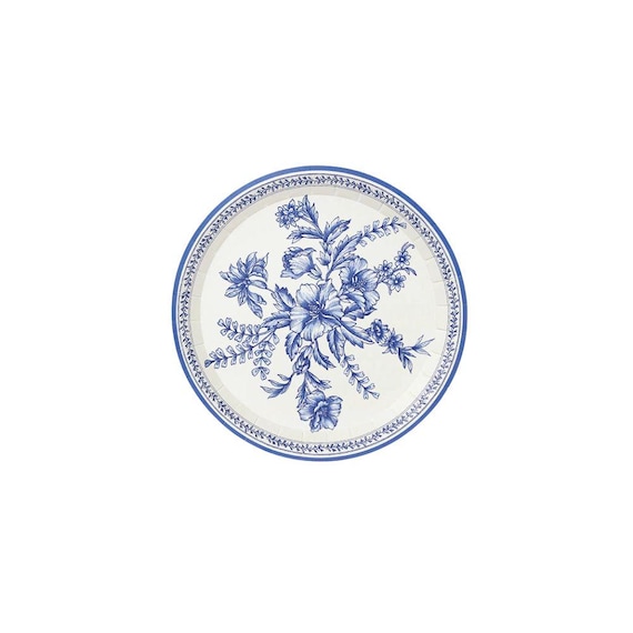 Blue Toile Floral Small Plates | Grandmillennial Bridal Party Decor