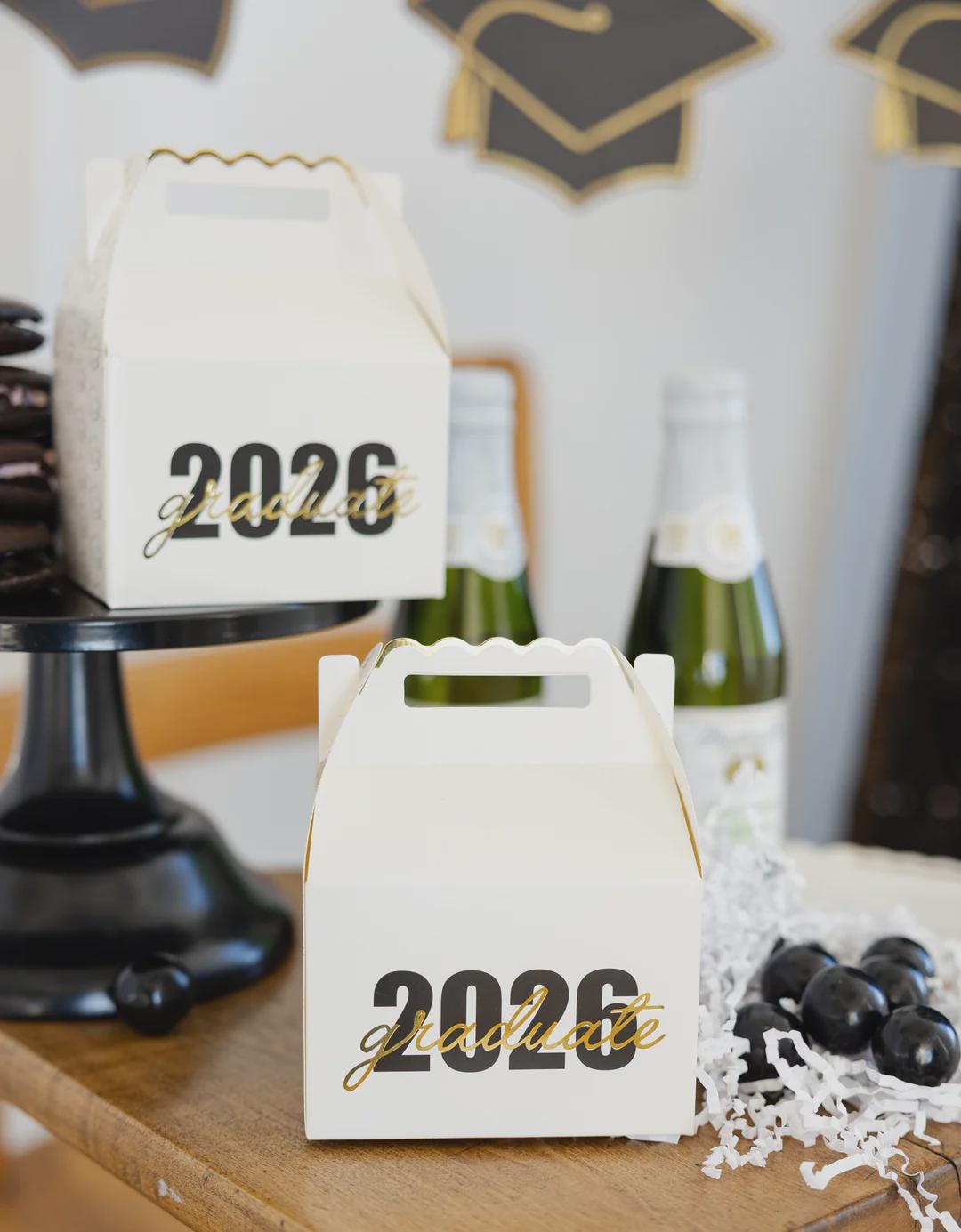 Graduation Gable Treat Boxes | Class of 2026 Party Favors | Gold Foil ...