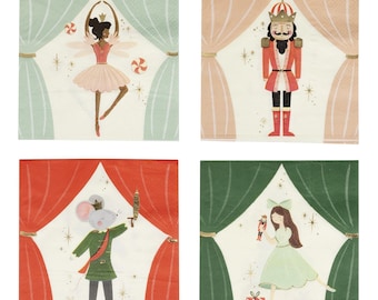 Nutcracker Paper Cocktail Napkins, 16ct | Nutcracker Birthday, Sugar Plum Fairy Birthday, Christmas Napkins, Nutcracker Party, Partyware