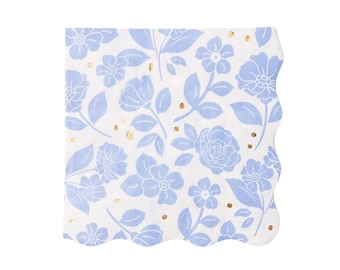 Blue Floral Party Napkins: Elegant Tea Party Decor (20 Pack)