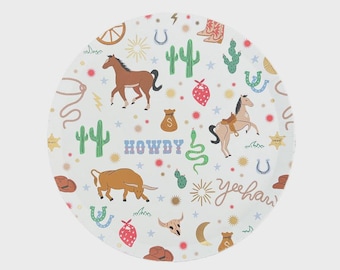 Yeehaw Cowboy Party Plates: Western Theme Decorations (Set of 8)