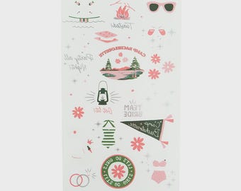 Camp Bachelorette Party Temporary Tattoos: 40 Waterproof Designs