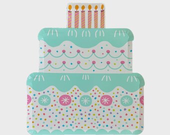 Birthday Cake Party Plates: Pastel Mint, Sprinkle Design, 8ct