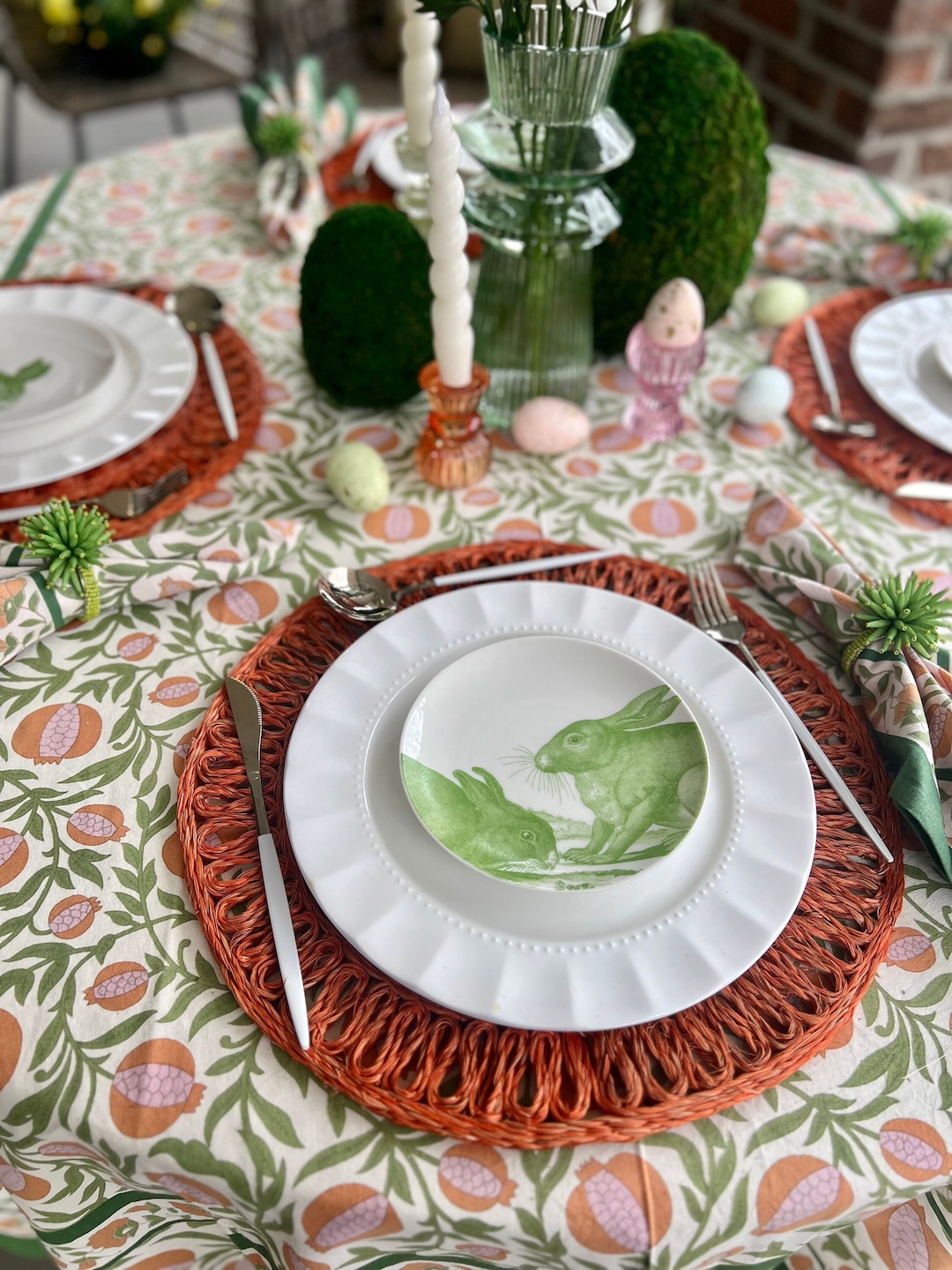 Easter Bunny Plates set of 4 Easter Salad Plates, Easter Appetizer Plates, Easter Dessert Plates