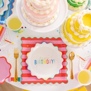 Large Striped Rainbow Paper Plates