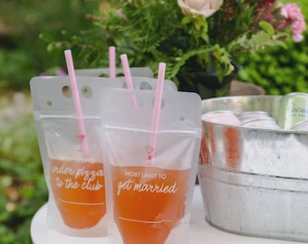 Camp Bachelorette Drink Pouches: 12oz Party Cups, 'Most Likely To' Prompts