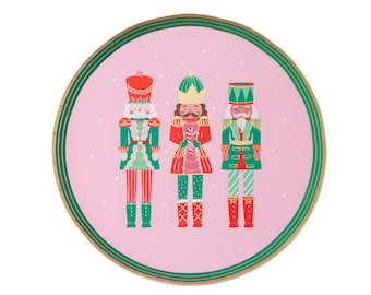 Pink Nutcracker Christmas Paper Dessert Plates, Ballet Birthday Party Supplies Set of 8