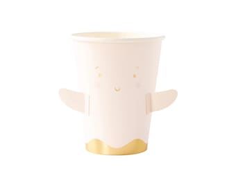 Pink Ghost Halloween Cups, Gold Foil, Set of 8
