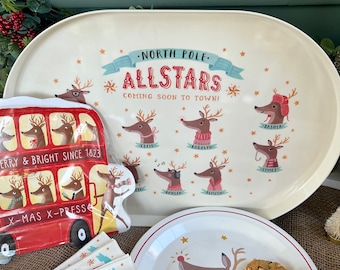 Reindeer Tray, Christmas Platter, Christmas Party, Christmas Decorative Tray, Holiday Tray, North Pole, Rudolph, Santa Clause Decorations