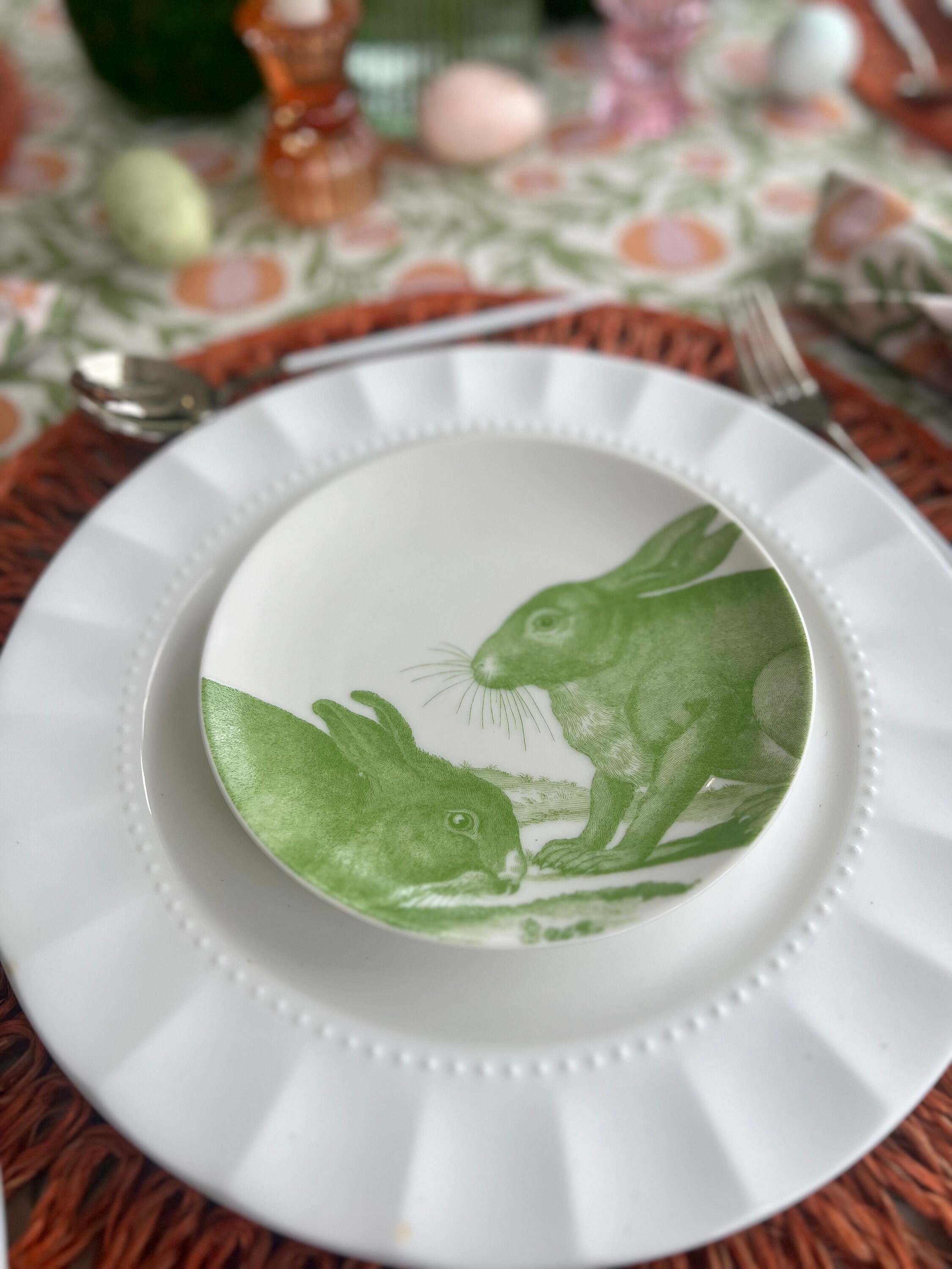 Easter Bunny Plates set of 4 Easter Salad Plates, Easter Appetizer Plates, Easter Dessert Plates