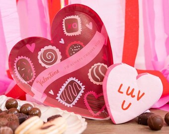 Box of Chocolates Valentine's | Valentines Day Plates, Valentines Day Paper Plates, Valentine Table Decoration, Anniversary Party Plates