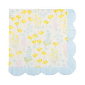 Floral Scalloped Fringed Cocktail Napkins, 24ct | Easter Napkins, Spring Napkins, Garden Party Napkins, Baby Shower Napkins, Bridal Shower