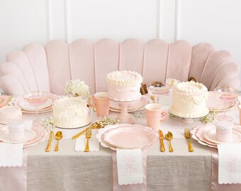 Pink Toile Paper Table Runner